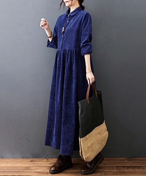 ONEP STAR（ワンピスター）の「ギャザーウエストシャツワンピース（シャツワンピース・レディース・ブラック/ネイビー/レッド・MEDIUM/LARGE/X-LARGE）」の20枚目の写真