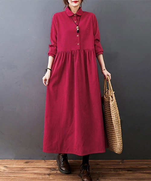 ONEP STAR（ワンピスター）の「ギャザーウエストシャツワンピース（シャツワンピース・レディース・ブラック/ネイビー/レッド・MEDIUM/LARGE/X-LARGE）」の17枚目の写真