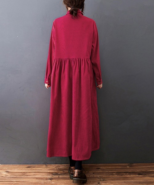 ONEP STAR（ワンピスター）の「ギャザーウエストシャツワンピース（シャツワンピース・レディース・ブラック/ネイビー/レッド・MEDIUM/LARGE/X-LARGE）」の14枚目の写真