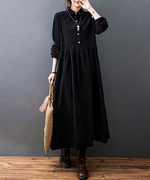 ONEP STAR（ワンピスター）の「ギャザーウエストシャツワンピース（シャツワンピース・レディース・ブラック/ネイビー/レッド・MEDIUM/LARGE/X-LARGE）」の13枚目の写真