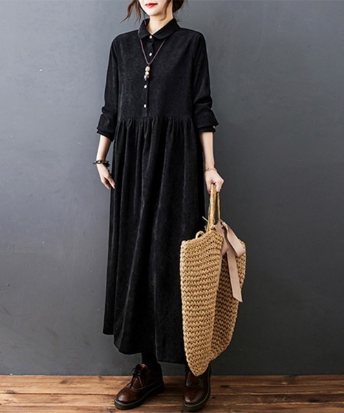 ONEP STAR（ワンピスター）の「ギャザーウエストシャツワンピース（シャツワンピース・レディース・ブラック/ネイビー/レッド・MEDIUM/LARGE/X-LARGE）」の11枚目の写真