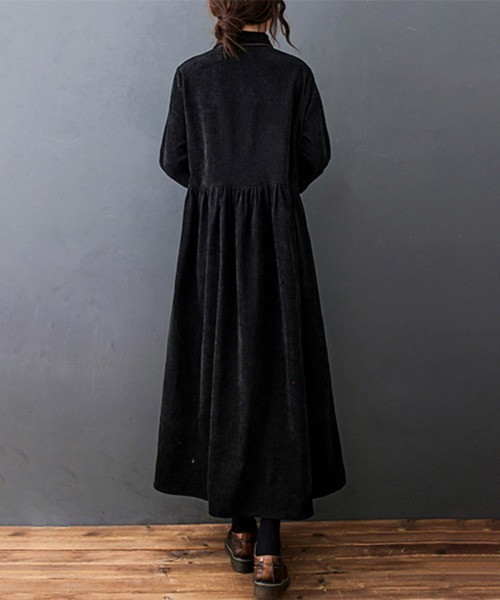 ONEP STAR（ワンピスター）の「ギャザーウエストシャツワンピース（シャツワンピース・レディース・ブラック/ネイビー/レッド・MEDIUM/LARGE/X-LARGE）」の8枚目の写真