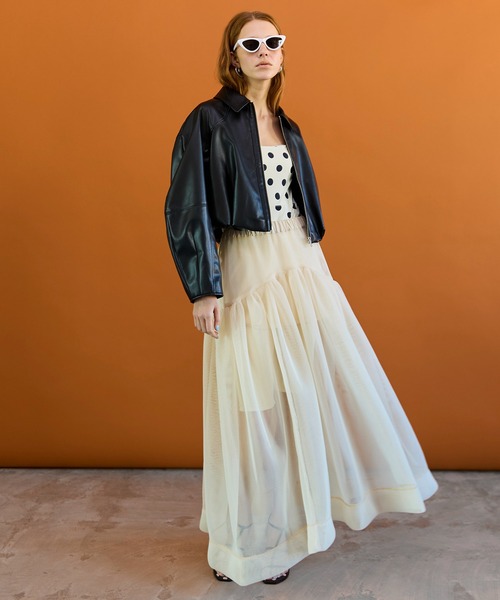 MAISON SPECIAL（メゾンスペシャル）の「Sponge Mesh Flare Skirt/スポンジメッシュフレアスカート（デニムスカート・レディース・ブルー/アイボリー/ブラック・38/36）」の18枚目の写真