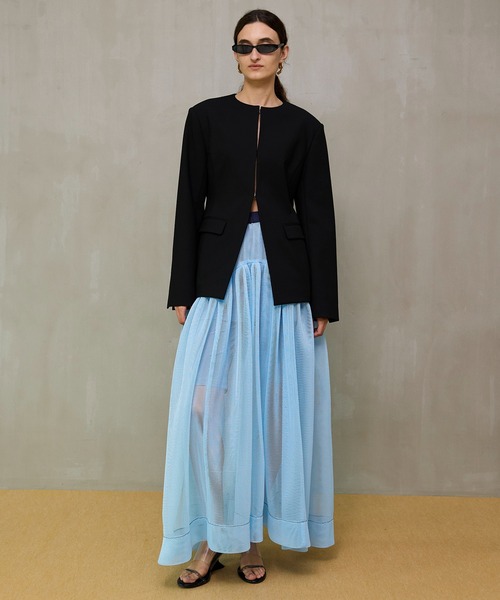 MAISON SPECIAL（メゾンスペシャル）の「Sponge Mesh Flare Skirt/スポンジメッシュフレアスカート（デニムスカート・レディース・ブルー/アイボリー/ブラック・38/36）」の8枚目の写真