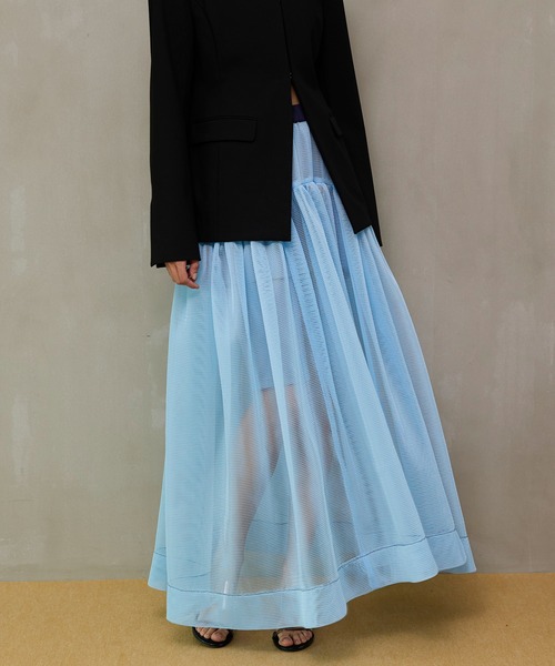 MAISON SPECIAL（メゾンスペシャル）の「Sponge Mesh Flare Skirt/スポンジメッシュフレアスカート（デニムスカート・レディース・ブルー/アイボリー/ブラック・38/36）」の11枚目の写真