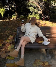 Reurie' | ニットカーディガンセットアップ(sayaka select) / セットアイテム ショートパンツ シンプル アイボリー チャコール(ワンピース)