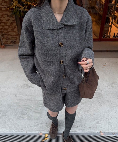 Reurie'(レウリィ)の「ニットカーディガンセットアップ(sayaka select) / セットアイテム ショートパンツ シンプル アイボリー チャコール(ワンピース・レディース・チャコールグレー/アイボリー・FREE)」の21枚目の写真