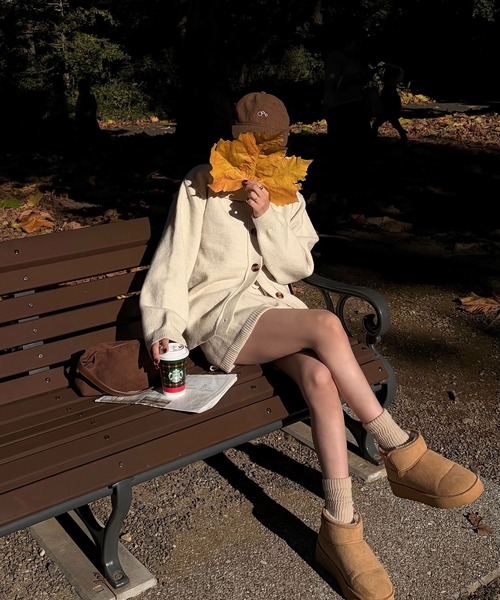 Reurie'(レウリィ)の「ニットカーディガンセットアップ(sayaka select) / セットアイテム ショートパンツ シンプル アイボリー チャコール(ワンピース・レディース・チャコールグレー/アイボリー・FREE)」の13枚目の写真