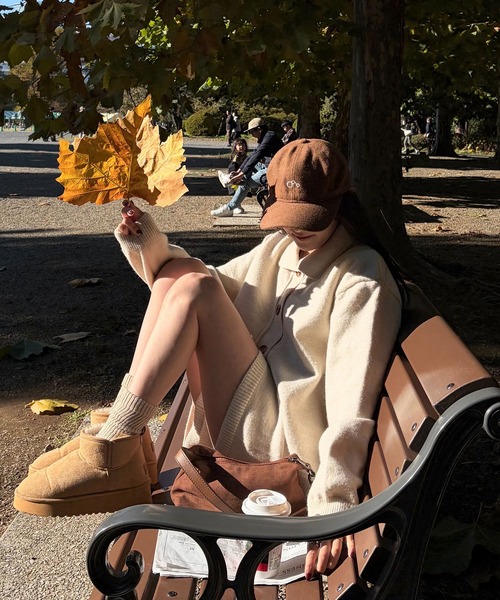 Reurie'(レウリィ)の「ニットカーディガンセットアップ(sayaka select) / セットアイテム ショートパンツ シンプル アイボリー チャコール(ワンピース・レディース・チャコールグレー/アイボリー・FREE)」の9枚目の写真