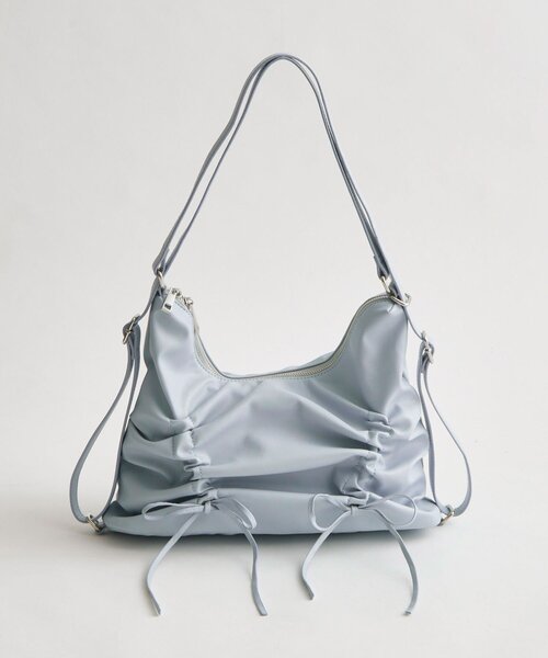 OLIVE des OLIVE（オリーブデオリーブ）の「2wayドロストリボンバッグ（ショルダーバッグ・レディース・オフホワイト/ブラック/サックスブルー・FREE）」の11枚目の写真