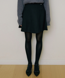 EOT SOFT WOOL FLARE MINI SKIRT BLACK