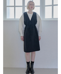 AVANT-G（アバン）の「Waist string sleeveless dress - BLACK（ワンピース）」
