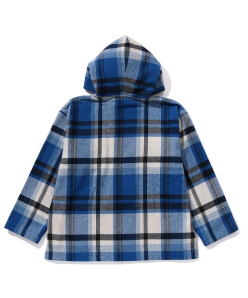 A BATHING APE(アベイシングエイプ)の「BAPE CHECK HALF ZIP HOODIE SHIRT(シャツ/ブラウス・レディース・ブルー/オレンジ・FREE)」の3枚目の写真