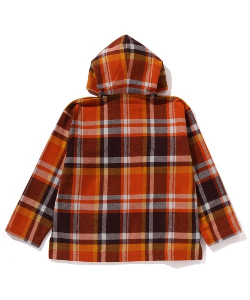 A BATHING APE(アベイシングエイプ)の「BAPE CHECK HALF ZIP HOODIE SHIRT(シャツ/ブラウス・レディース・ブルー/オレンジ・FREE)」の4枚目の写真