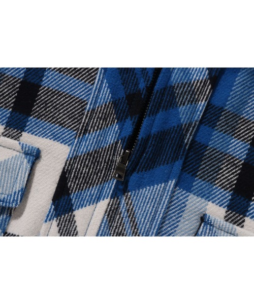 A BATHING APE(アベイシングエイプ)の「BAPE CHECK HALF ZIP HOODIE SHIRT(シャツ/ブラウス・レディース・ブルー/オレンジ・FREE)」の7枚目の写真