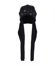 DAUSPICE（ディーオスピス）の「(DUC) Eyelet Stud Earflap Beanie Black（ニットキャップ/ビーニー）」