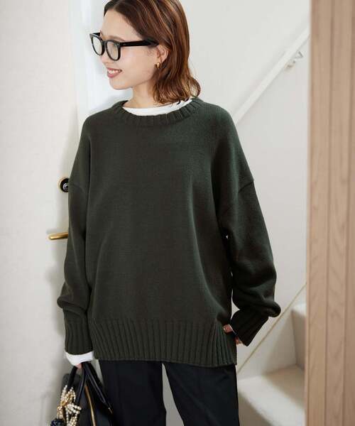 SLOBE IENA(スローブイエナ)の「《WEB限定/追加》バルキーコットンプルオーバー(ニット/セーター・レディース・ブルー/カーキ/サックスブルー/グリーン/ホワイト・FREE)」の18枚目の写真