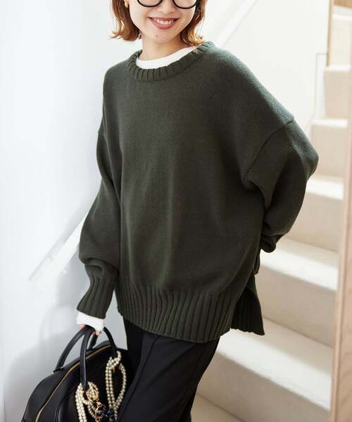SLOBE IENA(スローブイエナ)の「《WEB限定/追加》バルキーコットンプルオーバー(ニット/セーター・レディース・ブルー/カーキ/サックスブルー/グリーン/ホワイト・FREE)」の19枚目の写真