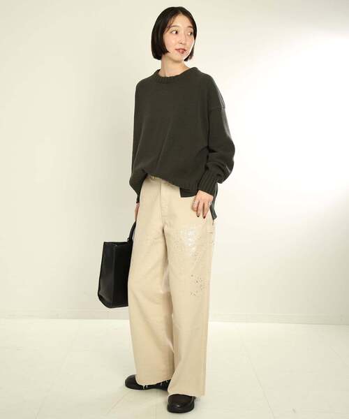 SLOBE IENA(スローブイエナ)の「《WEB限定/追加》バルキーコットンプルオーバー(ニット/セーター・レディース・ブルー/カーキ/サックスブルー/グリーン/ホワイト・FREE)」の22枚目の写真