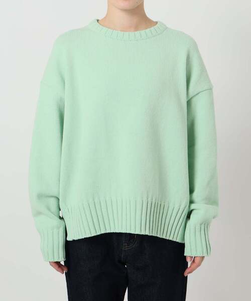SLOBE IENA(スローブイエナ)の「《WEB限定/追加》バルキーコットンプルオーバー(ニット/セーター・レディース・ブルー/カーキ/サックスブルー/グリーン/ホワイト・FREE)」の9枚目の写真