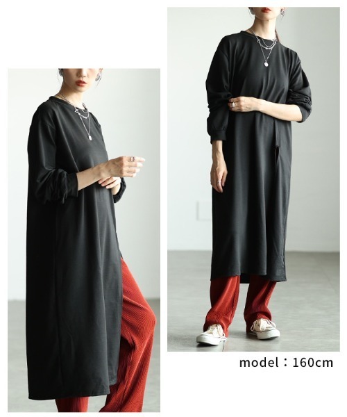Sawa a la mode(サワアラモード)の「スリットロングチュニック(チュニック・レディース・ブラック・FREE)」の10枚目の写真