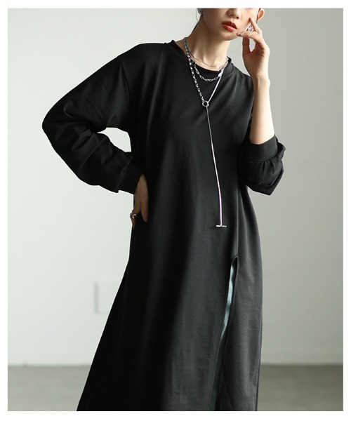 Sawa a la mode(サワアラモード)の「スリットロングチュニック(チュニック・レディース・ブラック・FREE)」の12枚目の写真