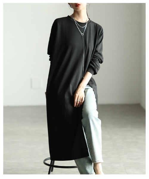 Sawa a la mode(サワアラモード)の「スリットロングチュニック(チュニック・レディース・ブラック・FREE)」の13枚目の写真