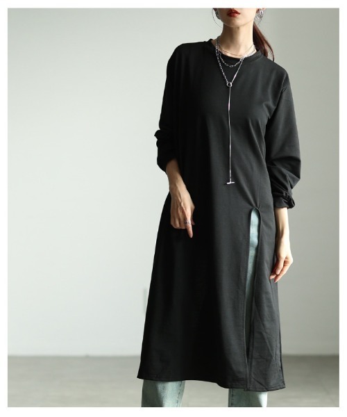 Sawa a la mode(サワアラモード)の「スリットロングチュニック(チュニック・レディース・ブラック・FREE)」の15枚目の写真
