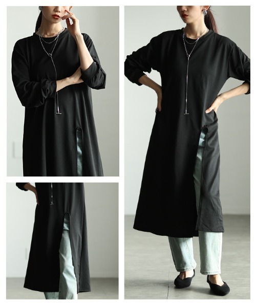 Sawa a la mode(サワアラモード)の「スリットロングチュニック(チュニック・レディース・ブラック・FREE)」の17枚目の写真