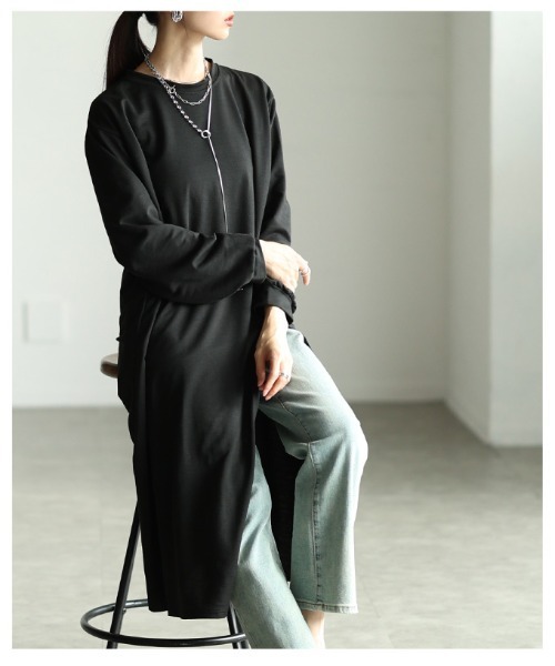 Sawa a la mode(サワアラモード)の「スリットロングチュニック(チュニック・レディース・ブラック・FREE)」の19枚目の写真