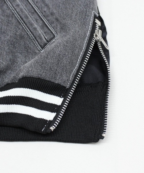 RNA(アールエヌエー)の「J2186 デニムコンビサテンスタジャン(スタジャン・レディース・ブラック/ブルー・MEDIUM)」の3枚目の写真