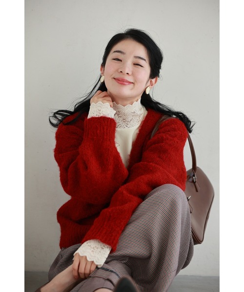 cawaii(カワイイ)の「ベロア×レース 寒さも抜け感も我慢しない インナー(Tシャツ/カットソー・レディース・アイボリー/ブラック・S~M/L~LL)」の21枚目の写真