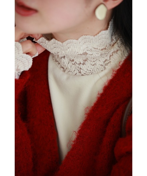 cawaii(カワイイ)の「ベロア×レース 寒さも抜け感も我慢しない インナー(Tシャツ/カットソー・レディース・アイボリー/ブラック・S~M/L~LL)」の22枚目の写真