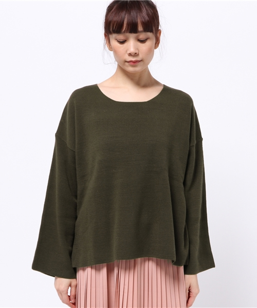 OUTLET（アウトレット）の「【WHO'S WHO gallery】58天竺ニット（ニット/セーター・レディース・カーキ/ベージュ・FREE）」の3枚目の写真