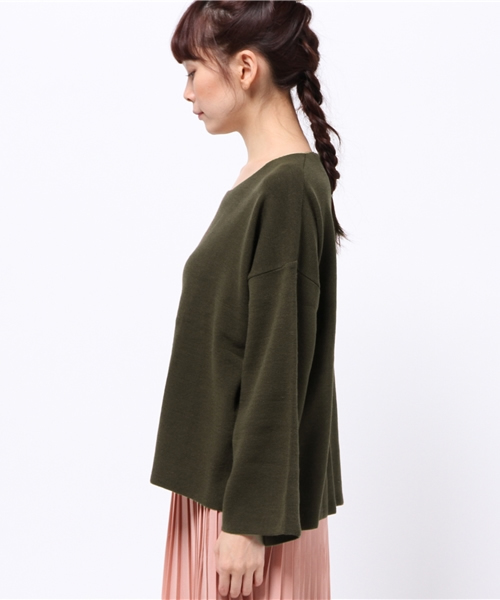 OUTLET（アウトレット）の「【WHO'S WHO gallery】58天竺ニット（ニット/セーター・レディース・カーキ/ベージュ・FREE）」の4枚目の写真
