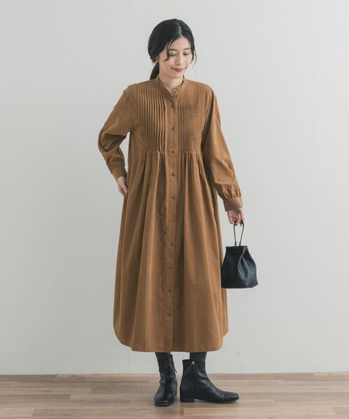 URBAN RESEARCH DOORS(アーバンリサーチドアーズ)の「ピーチタッチピンタックワンピース(ワンピース・レディース・キャメル/ブラック/カーキ・FREE)」の6枚目の写真