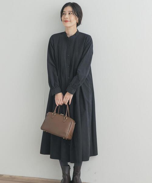 URBAN RESEARCH DOORS（アーバンリサーチドアーズ）の「ピーチタッチピンタックワンピース（ワンピース・レディース・キャメル/ブラック/カーキ・FREE）」の4枚目の写真