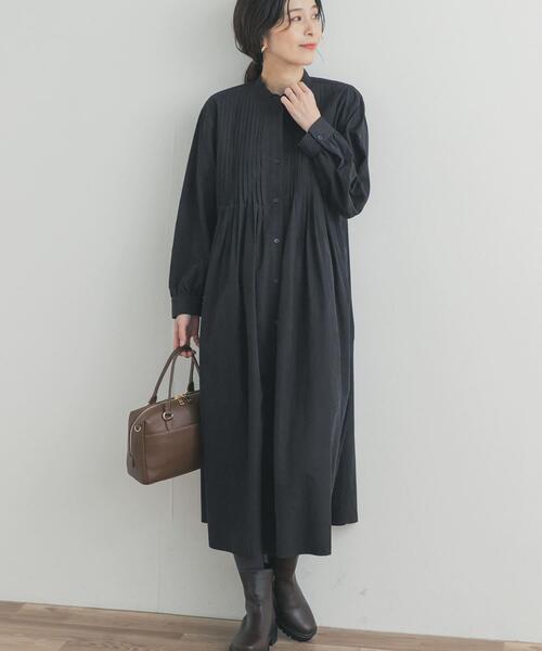 URBAN RESEARCH DOORS（アーバンリサーチドアーズ）の「ピーチタッチピンタックワンピース（ワンピース・レディース・キャメル/ブラック/カーキ・FREE）」の5枚目の写真