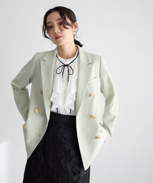 Andemiu（アンデミュウ）の「フロントフリルリボンブラウス644028（シャツ/ブラウス・レディース・ネイビー/オフホワイト/ブルー・FREE）」の6枚目の写真