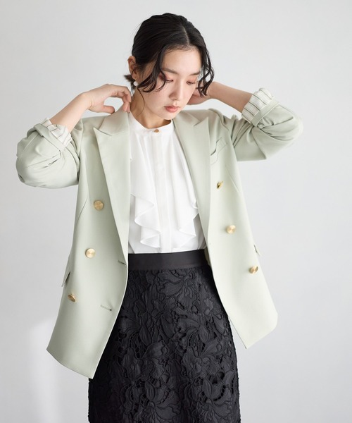 Andemiu（アンデミュウ）の「フロントフリルリボンブラウス644028（シャツ/ブラウス・レディース・ネイビー/オフホワイト/ブルー・FREE）」の9枚目の写真