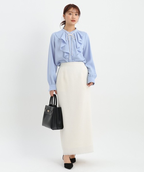 Andemiu（アンデミュウ）の「フロントフリルリボンブラウス644028（シャツ/ブラウス・レディース・ネイビー/オフホワイト/ブルー・FREE）」の18枚目の写真