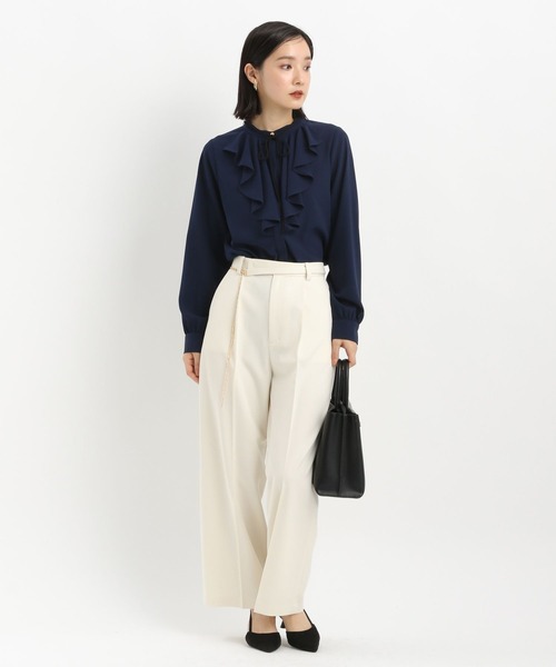 Andemiu（アンデミュウ）の「フロントフリルリボンブラウス644028（シャツ/ブラウス・レディース・ネイビー/オフホワイト/ブルー・FREE）」の19枚目の写真