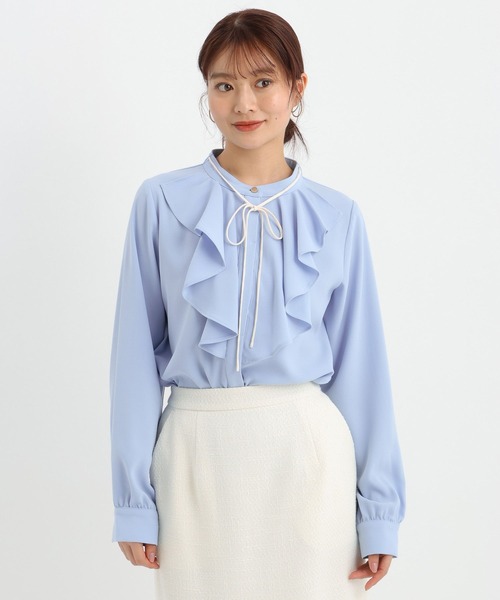 Andemiu（アンデミュウ）の「フロントフリルリボンブラウス644028（シャツ/ブラウス・レディース・ネイビー/オフホワイト/ブルー・FREE）」の20枚目の写真