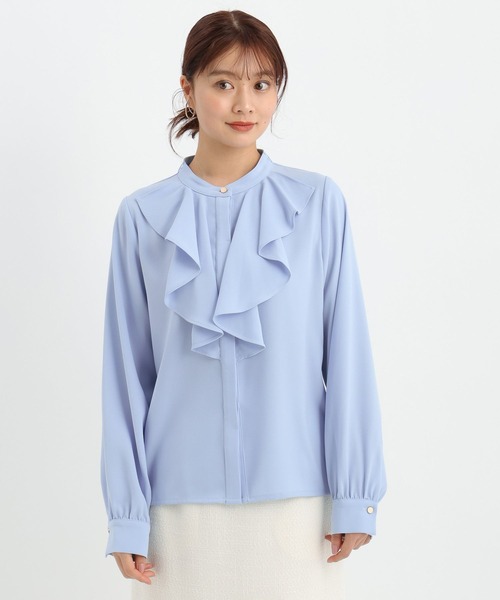 Andemiu（アンデミュウ）の「フロントフリルリボンブラウス644028（シャツ/ブラウス・レディース・ネイビー/オフホワイト/ブルー・FREE）」の21枚目の写真