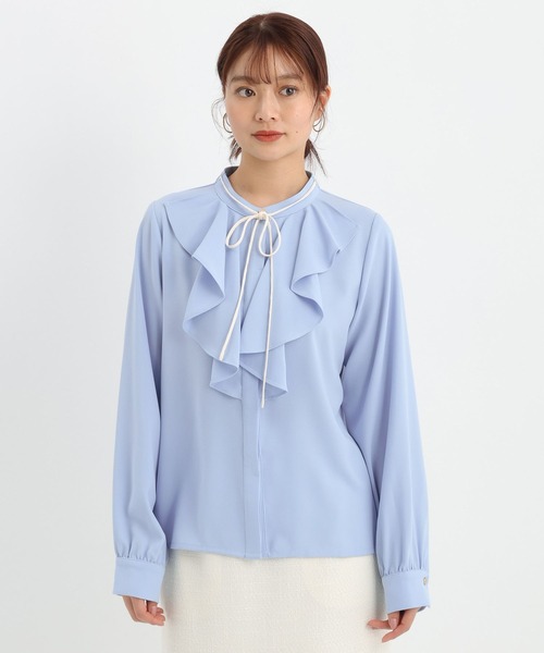 Andemiu（アンデミュウ）の「フロントフリルリボンブラウス644028（シャツ/ブラウス・レディース・ネイビー/オフホワイト/ブルー・FREE）」の22枚目の写真