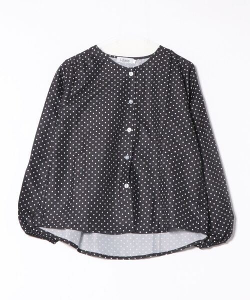 i-dare(アイディア)の「【i-dare】ドット柄 ノーカラー ラウンドネック 長袖 ブラウス(シャツ/ブラウス・レディース・ブラック・LARGE/X-LARGE)」の4枚目の写真