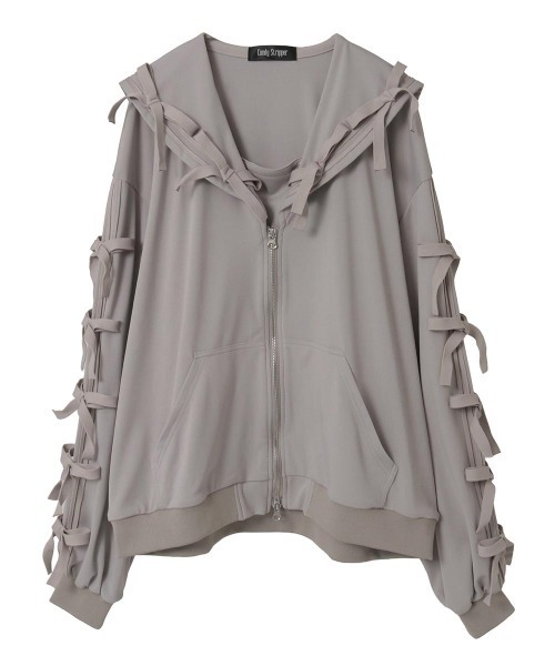 Candy Stripper(キャンディストリッパー)の「FULL OF RIBBON SAILOR JERSEY ブルゾン(ブルゾン・レディース・ブラック/ライトブルー/ピンク/グレー・FREE)」の2枚目の写真