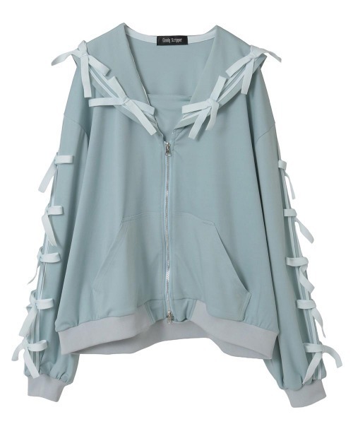 Candy Stripper(キャンディストリッパー)の「FULL OF RIBBON SAILOR JERSEY ブルゾン(ブルゾン・レディース・ブラック/ライトブルー/ピンク/グレー・FREE)」の3枚目の写真