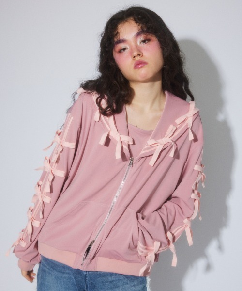 Candy Stripper(キャンディストリッパー)の「FULL OF RIBBON SAILOR JERSEY ブルゾン(ブルゾン・レディース・ブラック/ライトブルー/ピンク/グレー・FREE)」の6枚目の写真