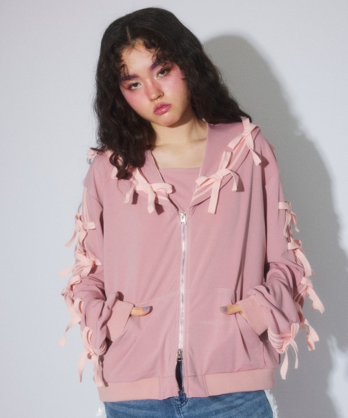 Candy Stripper(キャンディストリッパー)の「FULL OF RIBBON SAILOR JERSEY ブルゾン(ブルゾン・レディース・ブラック/ライトブルー/ピンク/グレー・FREE)」の7枚目の写真